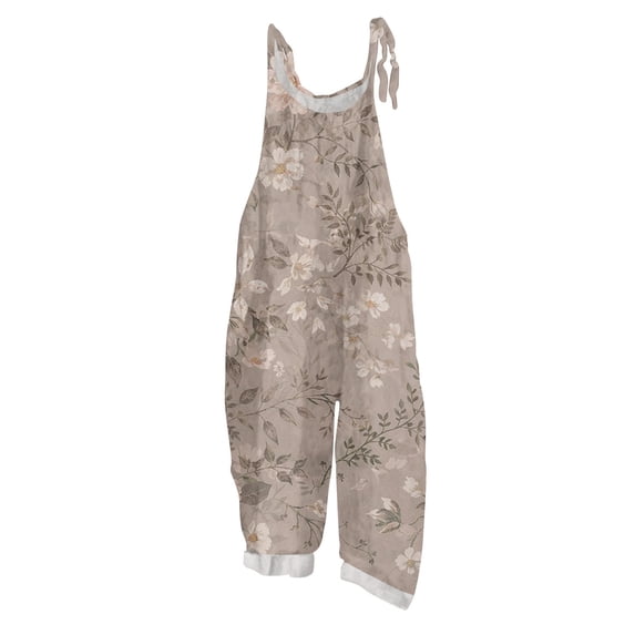 Spring Summer Rompers for Women Floral Printed Boho Jumpsuits Sleeveless Spaghetti Strap Wide Leg Breathable Overalls with Drawstring Light pink S