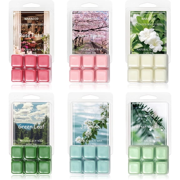 Spring & Summer Scented Wax Melts, Soy Wax Cubes for Wax Warmer, Flower and Leaf Scented Wax Melts, 6 x2.5oz