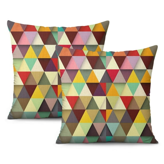 Spring into Summer with All Smiles Outdoor Throw Pillow Covers, Set of 2, Mid Century Modern, 16x16 inches - Geometric Design in Vibrant Yellow Orange