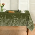 thumbnail image 1 of Spring Summer Summer Tablecloth 60x84 Inch Oval, Wild Flowers Floral Moss Green Washable Seasonal Table Cover for Party Picnic Dinner Decor…, 1 of 7