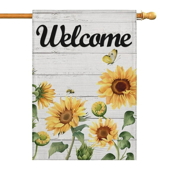 Spring Summer Sunflower Garden Flag 28x40 Inch Double Side for Outdoor Courtyard Garden Decor Flowers Welcome Holiday Flag for Outside Decoration