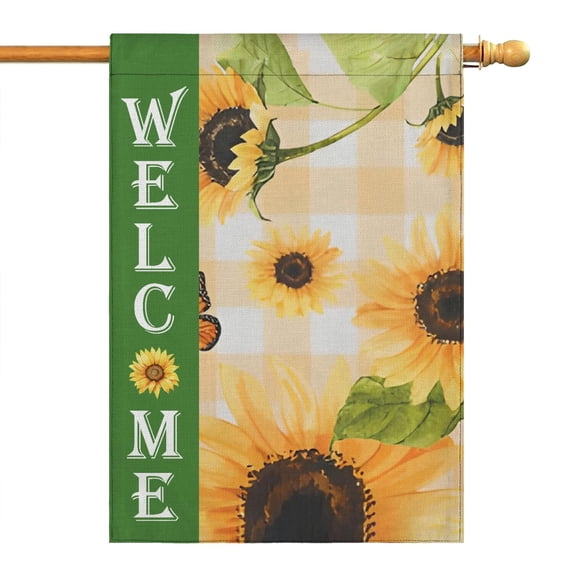 Spring Summer Sunflower Garden Flag 28x40 Inch Double Side for Outdoor Courtyard Garden Decor Flowers Welcome Holiday Flag for Outside Decoration