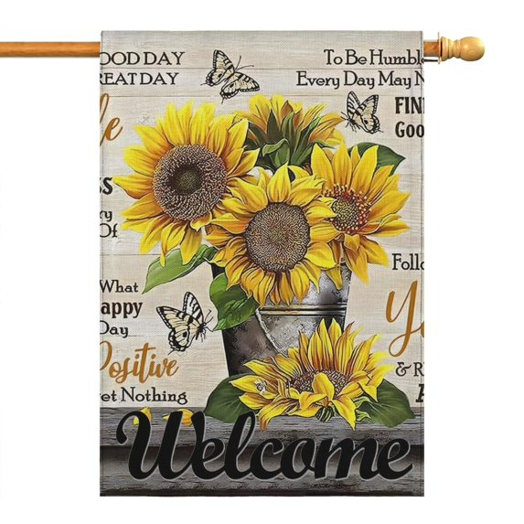 Spring Summer Sunflower Garden Flag 28x40 Inch Double Side for Outdoor Courtyard Garden Decor Flowers Welcome Holiday Flag for Outside Decoration