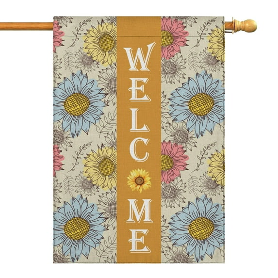 Spring Summer Sunflower Garden Flag 28x40 Inch Double Side for Outdoor Courtyard Garden Decor Flowers Welcome Holiday Flag for Outside Decoration