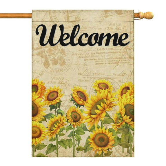 Spring Summer Sunflower Garden Flag 28x40 Inch Double Side for Outdoor Courtyard Garden Decor Flowers Welcome Holiday Flag for Outside Decoration