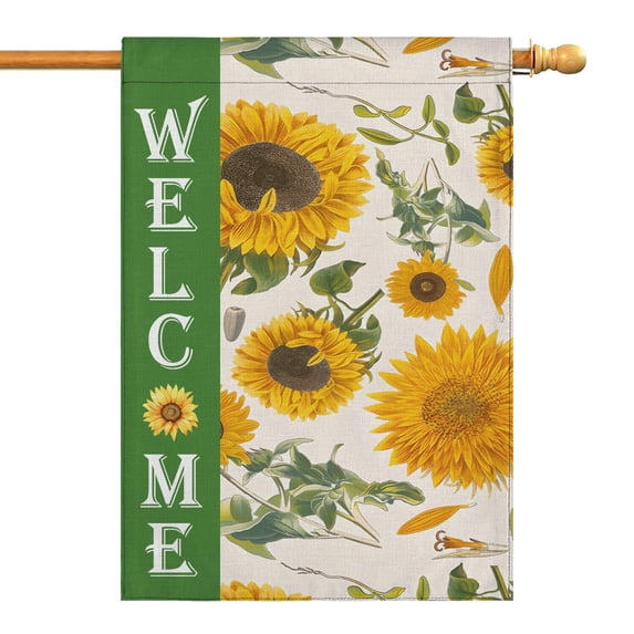 Spring Summer Sunflower Garden Flag 28x40 Inch Double Side for Outdoor Courtyard Garden Decor Flowers Welcome Holiday Flag for Outside Decoration