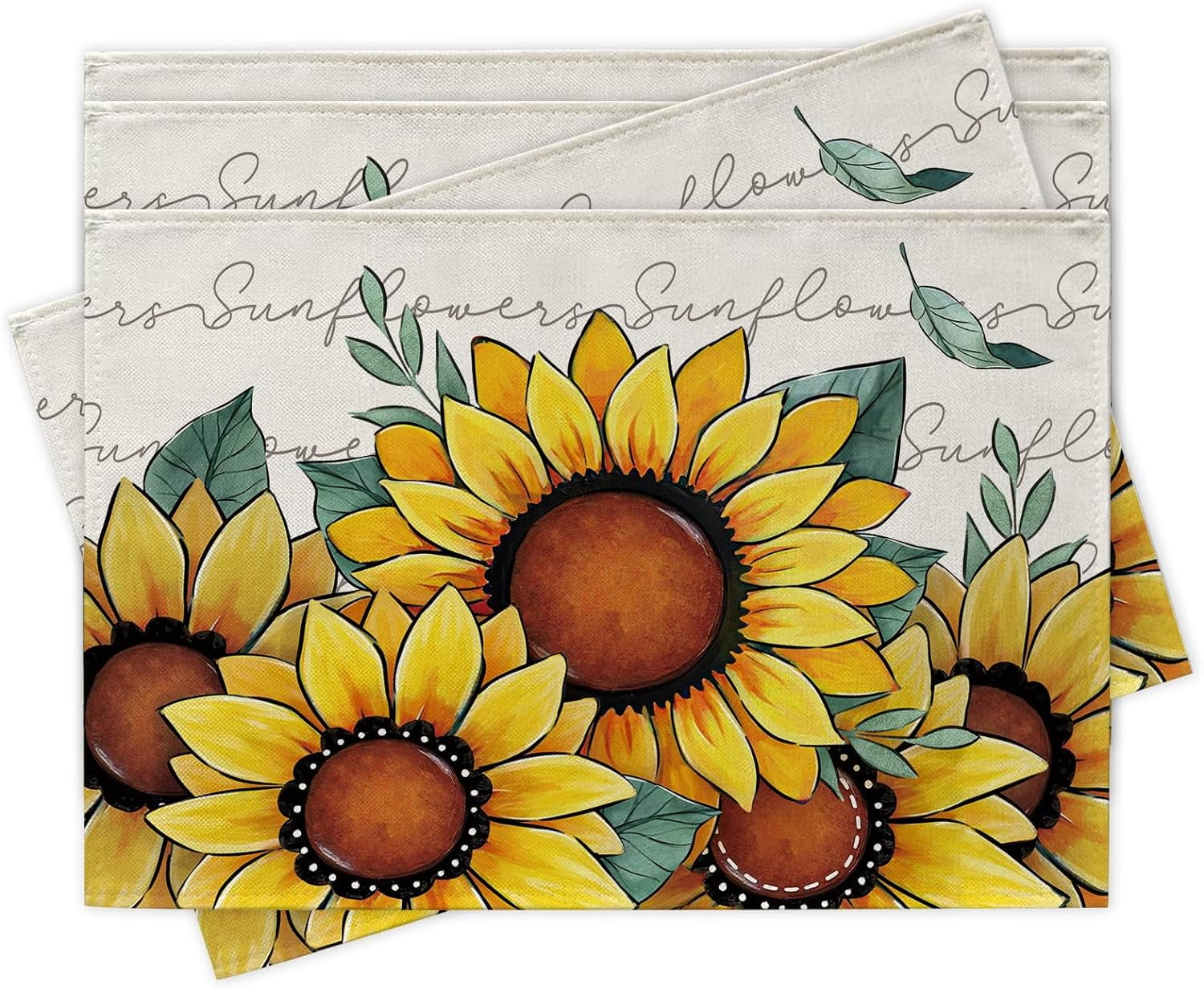 Spring Summer Sunflower Placemats Set of 4, Floral Flower Fall Autumn ...