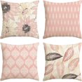 thumbnail image 1 of Spring Summer Sunflower Pteridophyte Pink Throw Pillow Covers, 18x18 Inch Seasonal Cushion Case Decoration for Sofa Couch Set of 4, 1 of 6