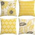 thumbnail image 1 of Spring Summer Sunflower Pteridophyte Yellow Throw Pillow Covers, 18x18 Inch Seasonal Cushion Case Decoration for Sofa Couch Set of 4, 1 of 6