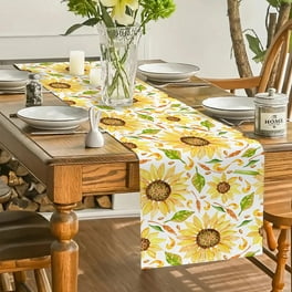 Spring Floral Table Runner - Wildflowers Butterfly Design | 13x72 Inch Farmhouse Kitchen Decor