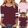 thumbnail image 1 of Spring Summer T Shirts for Women Casual Round Neck 3/4 Sleeve Tee Breathable Top Light Pink L, 1 of 5