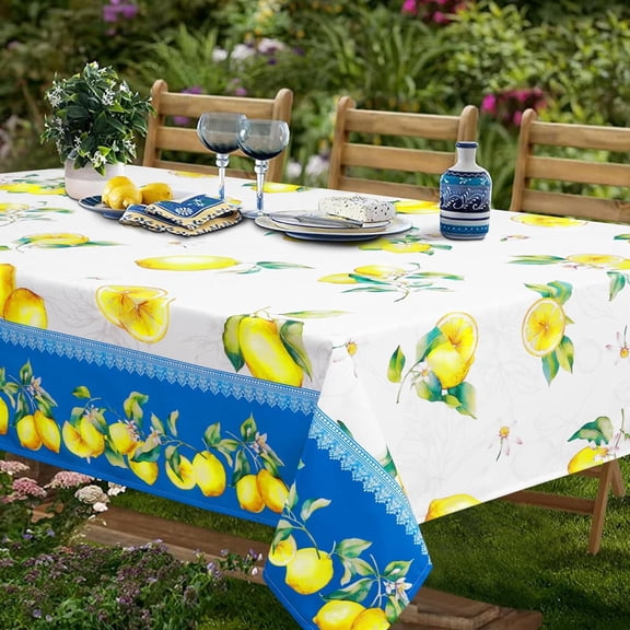 Spring Summer Table Cloth Rectangle Table 60x84, Blue and White Waterproof Tablecloth Wrinkle-Free Washable Tablecloth, Stain Resistant Table Cover for Outdoor Party Picnic Camping