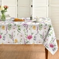 thumbnail image 1 of Spring Summer Tablecloth 52x70 Inch Rectangular, Yellow White Purple Daisy Floral Table Cover for Party Picnic Dinner Decor, 1 of 6