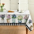 thumbnail image 1 of Spring Summer Tablecloth 60x120 Inch, Easter Watercolor Tulip Lavender Hydrangea Vase Blooming Floral Table Cover for Party Picnic Dinner Decor, 1 of 6