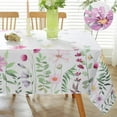 thumbnail image 1 of Spring Summer Tablecloth Rectangle 60x 84 Inch Spill Proof Wrinkle Free Watercolor Wildflower Eucalyptus Leaves Butterfly Floral Table Cloth, Fabric Table Cover for Dining/Party/Indoor/Outdoor, Green, 1 of 7
