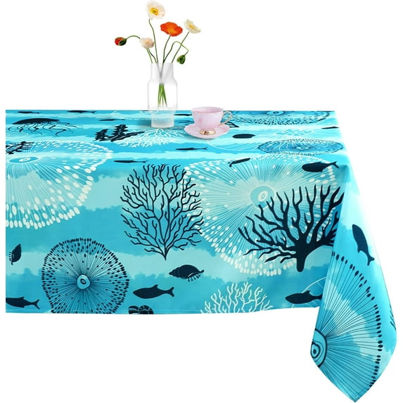 Spring Summer Tablecloth Waterproof Fabric Oblong Table Cloth, Holiday Decoration Perfect for Kitchen Dinner,Restaurant,Outdoor Table Cover 60"x 84" Oblong/Rectangle