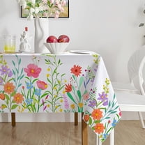 Spring Summer Tablecloth Wild Flowers Floral Rectangle Tablecloth Indoor/Outdoor Stain and Wrinkle Resistant Rectangle Table Cloth for Easter Picnic and Kitchen 60"x84"
