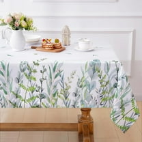 Spring Summer Tablecloths 60 x 120 Inch, Waterproof Green Leaves Table Cloth Rectangular, Washable Pastoral Tablecloth Spillproof Farmhouse Table Cover for Picnic, Indoor Outdoor Dining