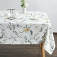 thumbnail image 1 of Spring Summer Tablecloths Wrinkle Free Anti-Fading Table Cloth Linen Grey Birds and Floral Rectangle Table Cover for Kitchen Dining, Party, Holiday, Buffet and Wedding, 1 of 5