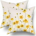 thumbnail image 1 of Spring Summer Throw Pillow Covers 16X16 Inches Set of 2 Yellow Flowers Coreopsis Bee Decorative Pillow Cases Bees Floral Pillow Cover Farmhouse Home Decor for Outdoor Room Couch Patio Porch, 1 of 6