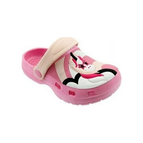 Spring Summer Toddler Girls' Fashion Slingback Sandal Clogs With Unicorn and Rainbow Design For Beach, Pool or Everyday Wear - Assorted colors - Sizes 5-10