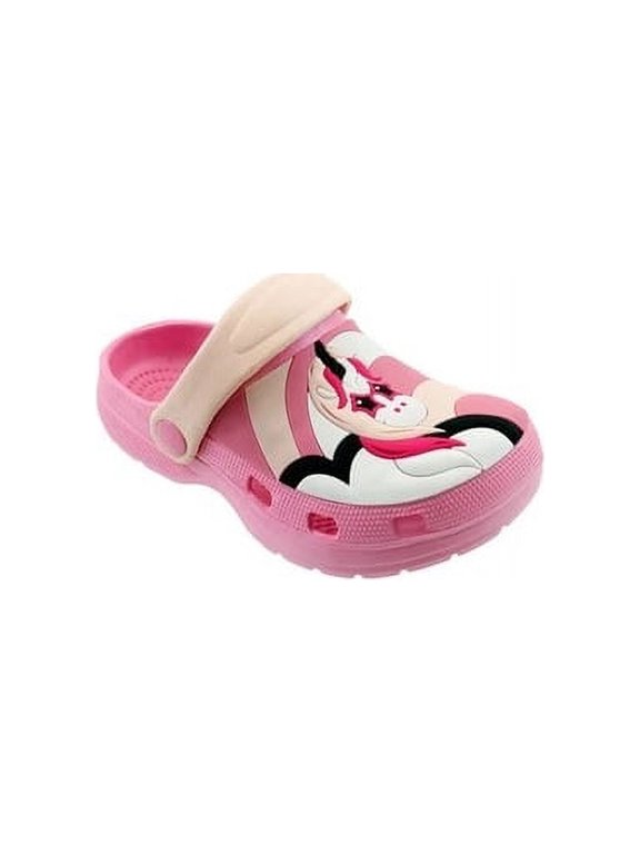 Spring Summer Toddler Girls' Fashion Slingback Sandal Clogs With Unicorn and Rainbow Design For Beach, Pool or Everyday Wear - Assorted colors - Sizes 5-10