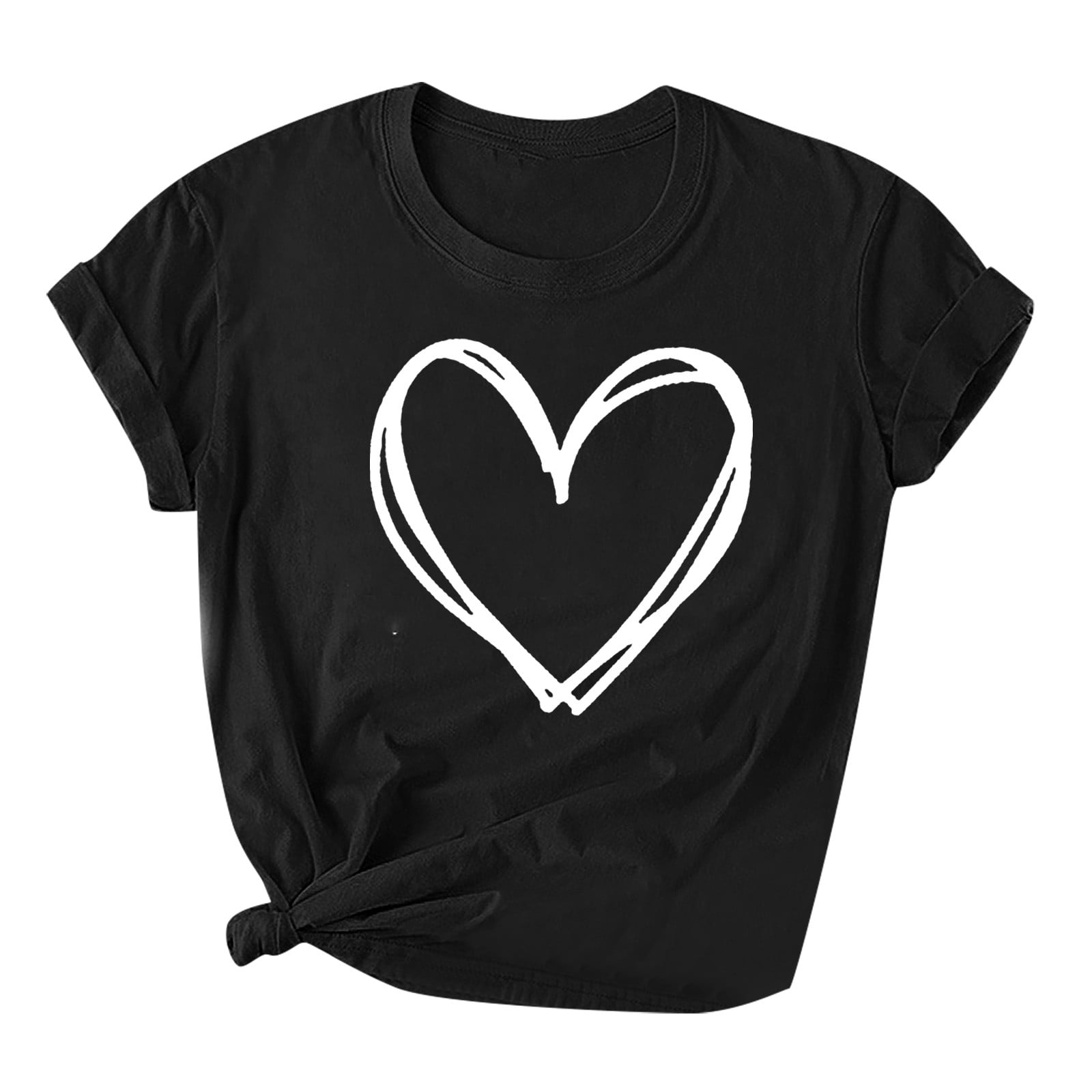 Spring Summer Tops for Women Valentines Day Heart Print T-Shirts Plus ...