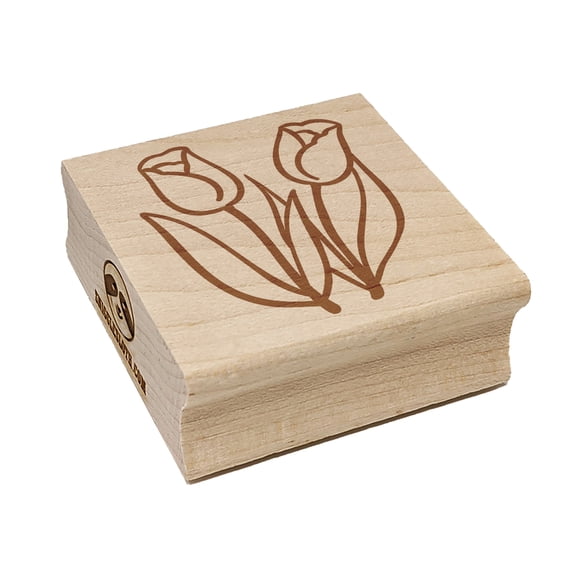Spring Summer Tulips Square Rubber Stamp Stamping Scrapbooking Crafting - Medium 1.75in
