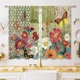 thumbnail image 1 of Spring Summer Vintage Flower Small Kitchen Curtains Green Floral Botanical Window Treatment Rustic Plant Cafe Short Window Curtains for Bathroom Dining Room Tier Treatment Drapes 27.5x39 inch, 1 of 1