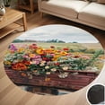 thumbnail image 1 of Spring Summer Vintage Truck Pickup Wild Flowers Round Carpet Living Room Bedroom Home Decoration Coffee Table Mat Lounge Rug Chair Mats, 1 of 5