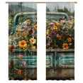thumbnail image 1 of Spring Summer Vintage Truck Pickup Wild Flowers Sheer Window Curtains for Living Room Kitchen Bedroom Tulle Voile Hanging Curtain, 1 of 5