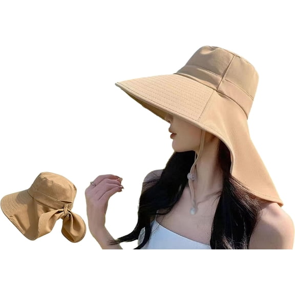 Spring/Summer Wide-Brimmed Sun Hat, Korean Style Fashion Shawl Hat, Outdoor Double-Layer Quick-Drying Waterproof Bucket Hat