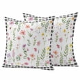 thumbnail image 1 of Spring Summer Wildflower Pillow Covers 2 Pack Eucalyptus Leaves Black Plaid Pillowcase Waterproof Outdoor Throw Pillow Cover for Patio Garden Square Cushion 24”x24”, 1 of 9