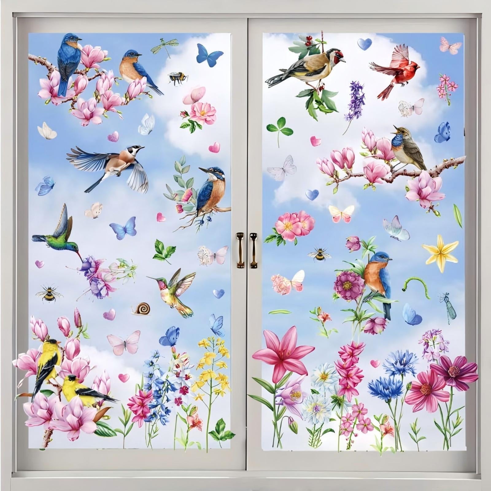 Spring Summer Window Clings - Butterfly, Tree Branch Hummingbird, and ...