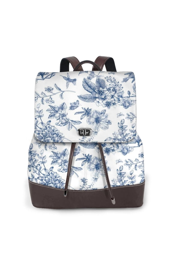 Spring Summer Women's Leather Backpack All-Over Print Bag for Work and Travel