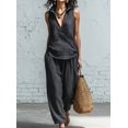 thumbnail image 1 of Spring/Summer Women's Simple Collared Shirt and Wide-Leg Pants Two-Piece Set, 1 of 6