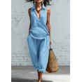 thumbnail image 1 of Spring/Summer Women's Simple Collared Shirt and Wide-Leg Pants Two-Piece Set, 1 of 6