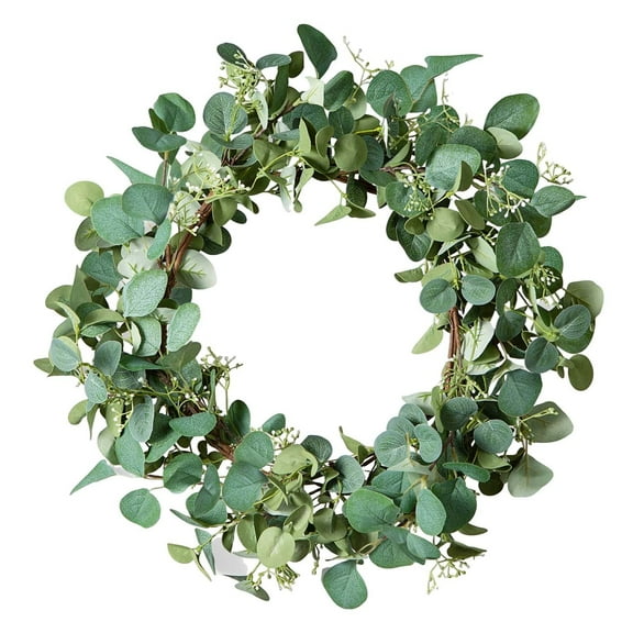 Spring Summer Wreath 18 Inches with Flowing Leaves for Front Door Decor, Indoor Outdoor Farmhouse Home, Porch Wall, Window, And Festival Wedding Displays, All-Season Greenery Decor, A Green Wreath