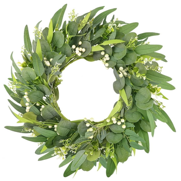 Spring Summer Wreath 24 Inch for Front Door Decor Eucalyptus Green Summer Wreath for Porch Room Farmhouse Holiday Decor