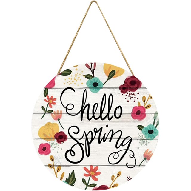 Spring Summer Wreath, Lemon Summer Spring Decorations Outside Holiday Eucalyptus Wreath for Front Door Leaves Festival Wall Window Farmhouse Bee Hydrangea Hello Sign