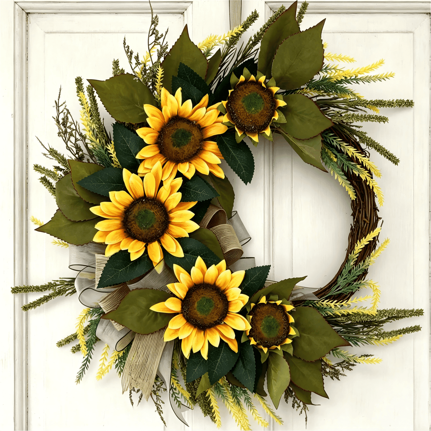 Spring Summer Wreaths 21 inches Sunflower Wreath for Front Door with ...
