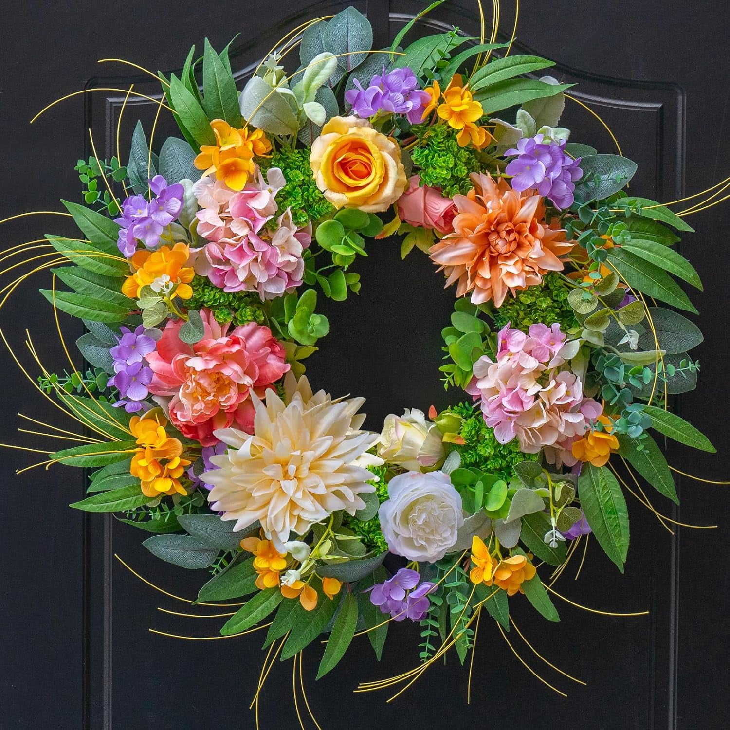 Spring Summer Wreaths for Front Door, Soomeir Floral Door Wreath with ...