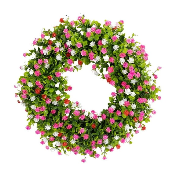 Spring Summer Wreaths for Front Door, 18" Artificial Colorful Floral Wreath for Front Door, Wall, Window & Easter Wedding Decoration