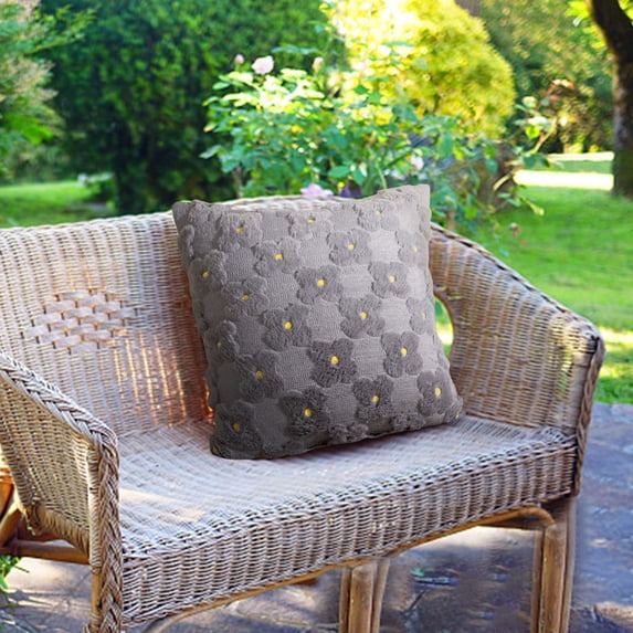 Spring Summer Yellow Color Flower Heart Throw Pillow Cover 18x18 Inch Set of 1 Easter Decoration Soft Plush Flower Jacquard Throw Pillows Cushion Case for Bedroom Sofa Holiday Festivals Home Decor