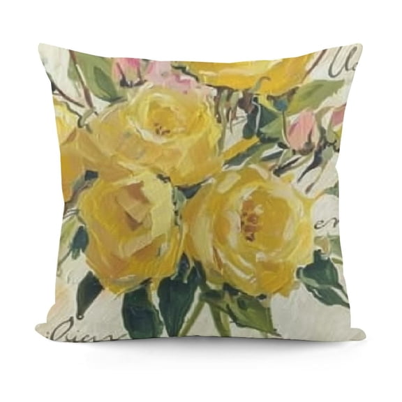 Spring Summer Yellow Flower Lumbar Decorative Throw Pillow Cover, Rectangular Rose Peony Floral Mason Jar Outdoor Home Decor, Bloom Seasonal Couch Cushion Case