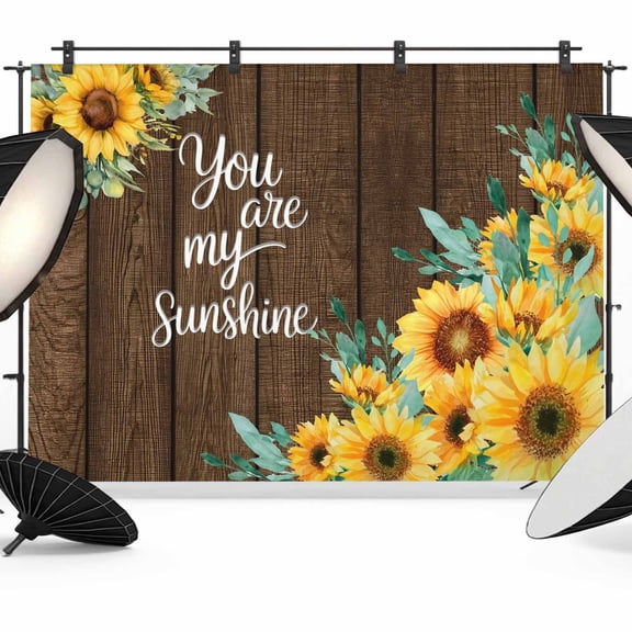 Spring Sunflower Backdrop for Photography, You Are My Sunshine Brown Wood Striped Photo Backdrop Portrait Background Party Banner Photo Backgrounds for Studio Booth Props, 10x8ft