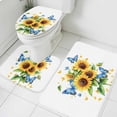 thumbnail image 1 of Spring Sunflower Bathroom Rugs Set Watercolor Pastoral Blue Butterfly Non Slip Absorbent Soft Bath Mats 3 Piece Set with Bathroom Rug, U-Shaped Floor Mat, Toilet Seat Cover Large Size, 1 of 9