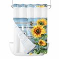 thumbnail image 1 of Spring Sunflower No Hook Shower Curtain Waterproof, Bathroom Curtains with Snap in Liners and See Through Top Window, Bee Wooden Grain Country Rustic Hotel Style Bathtub Curtains Shower 72"Wx84"L, 1 of 8