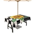 thumbnail image 1 of Spring Sunflower Leaf Checker Vintage Letter Table Cloth with Umbrella Hole and Zipper,Outdoor Tablecloth Waterproof Patio Table Cloths Spillproof Washable Table Cover Farm Blossom Floral, 1 of 6