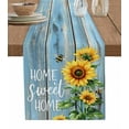 thumbnail image 1 of Spring Sunflower Table Runner Cotton Linen 60 Inch Holiday Dresser Scarves,Bee Wooden Grain Country Rustic Tablerunner for Kitchen Coffee Dining Bedroom Home Living Room Dinner Scarf Décor 13''x60'', 1 of 9